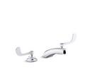 KOHLER Polished Chrome Deck Mount Widespread Bathroom Sink Faucet with Double Wristblade Handle 