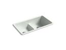 KOHLER Sea Salt&trade; 33 x 18-3/4 in. No Hole Cast Iron Double Bowl Dual Mount Kitchen Sink 
