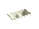 33 x 18-3/4 in. No Hole Cast Iron Double Bowl Dual Mount Kitchen Sink in Cane Sugar™