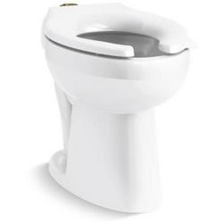 Elongated Floor Mount Toilet Bowl with Top Spud in White