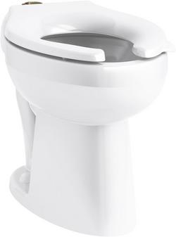 Elongated Floor Mount Toilet Bowl with Top Spud in White
