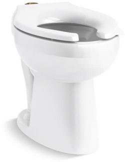 Elongated Floor Mount Toilet Bowl with Top Spud in White