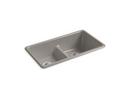 KOHLER Cashmere 33 x 18-3/4 in. No Hole Cast Iron Double Bowl Dual Mount Kitchen Sink 