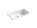 KOHLER White 33 x 18-3/4 in. No-Hole Cast Iron Single Bowl Dual Mount Kitchen Sink 