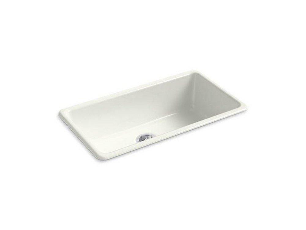 KOHLER Dune 33 x 18-3/4 in. No-Hole Cast Iron Single Bowl Dual Mount Kitchen Sink 