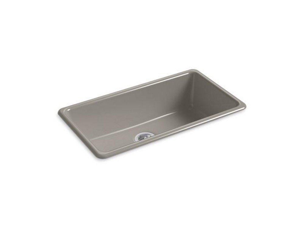 KOHLER Cashmere 33 x 18-3/4 in. No-Hole Cast Iron Single Bowl Dual Mount Kitchen Sink 