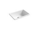KOHLER White 27 x 18-3/4 in. No Hole Cast Iron Single Bowl Dual Mount Kitchen Sink 