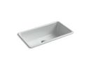 KOHLER Ice&trade; Grey 33 x 18-3/4 in. No-Hole Cast Iron Single Bowl Dual Mount Kitchen Sink 
