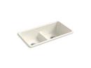 33 x 18-3/4 in. No Hole Cast Iron Double Bowl Dual Mount Kitchen Sink in Biscuit