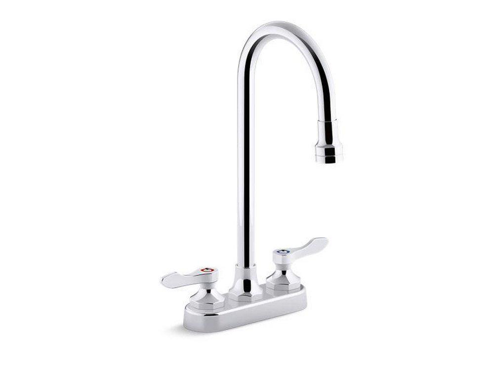 KOHLER Polished Chrome Two Handle Centerset Bathroom Sink Faucet Lever Handle 