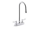KOHLER Polished Chrome Two Handle Centerset Bathroom Sink Faucet Lever Handle 