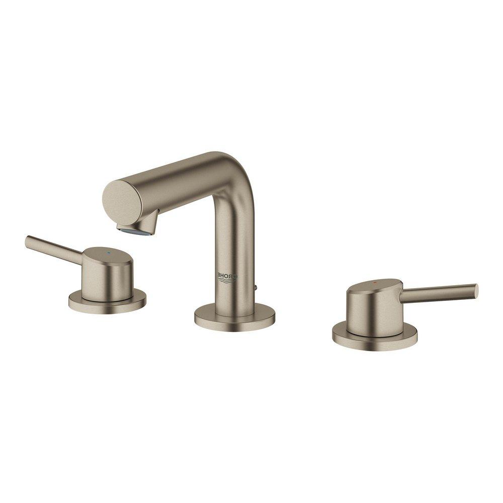 GROHE Brushed Nickel Two Handle Widespread Bathroom Sink Faucet 
