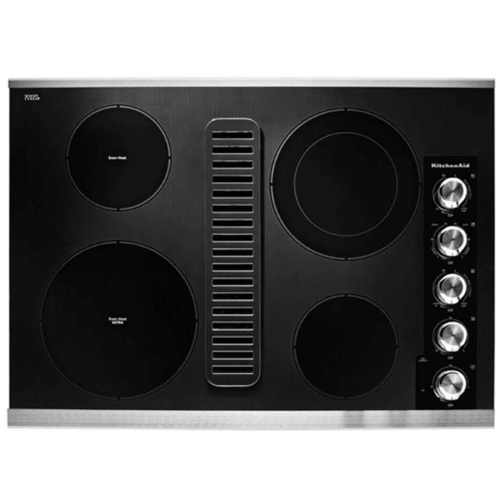 KitchenAid Black/Stainless Steel 4 Burner Radiant Cooktop 