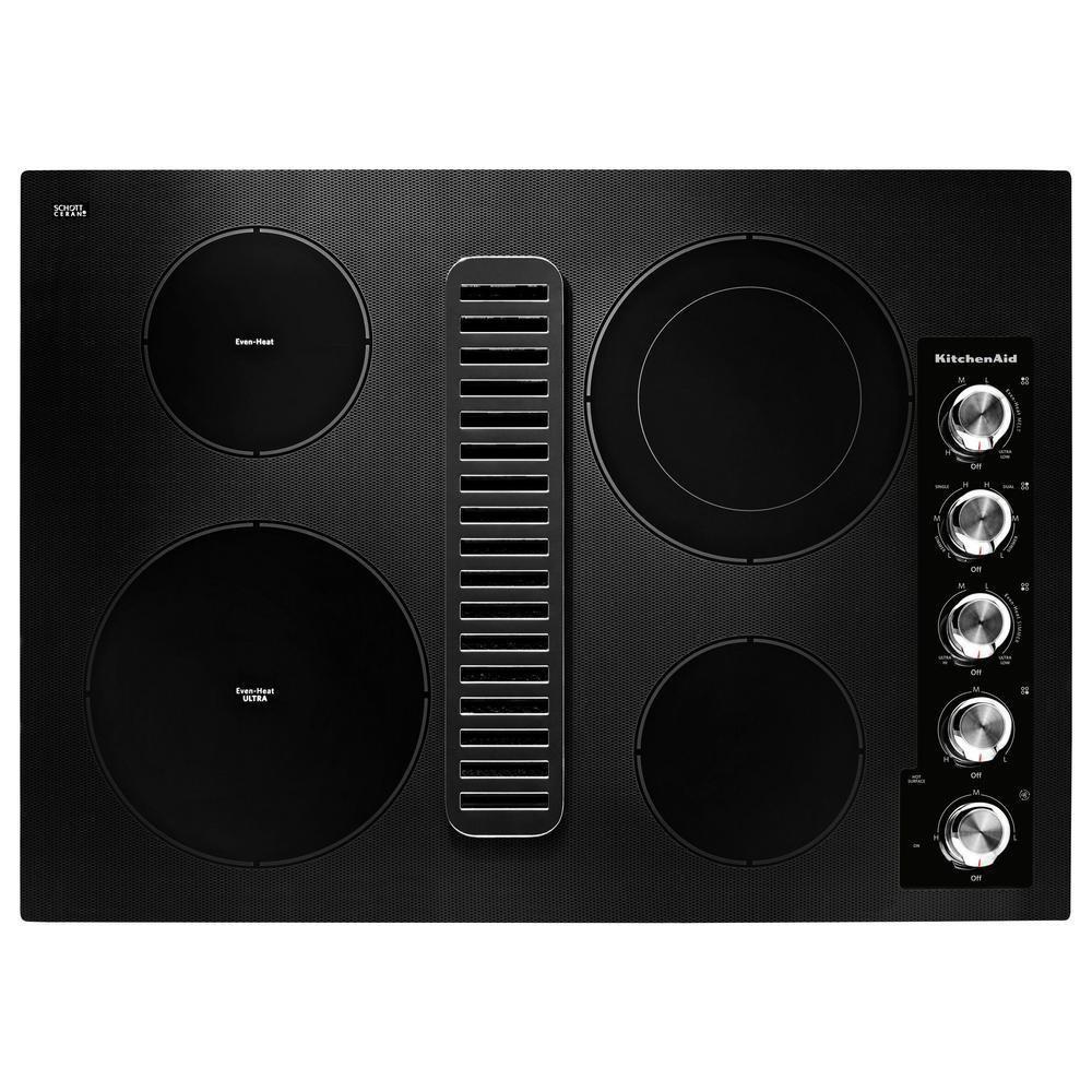 KitchenAid Black 4 Burner Radiant Cooktop 