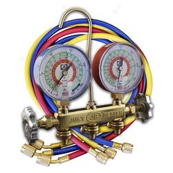 2-Valve Brass  R22/R404A/R410A Refrigerant Manifold with 3-1/8 in. Gauges and CCLS 60 in. Hose Set