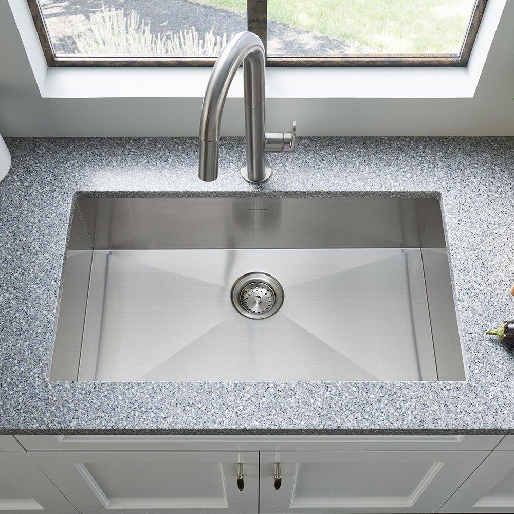 American Standard Stainless Steel 33 x 22 in. 1 Hole Single Bowl Dual Mount Kitchen Sink 