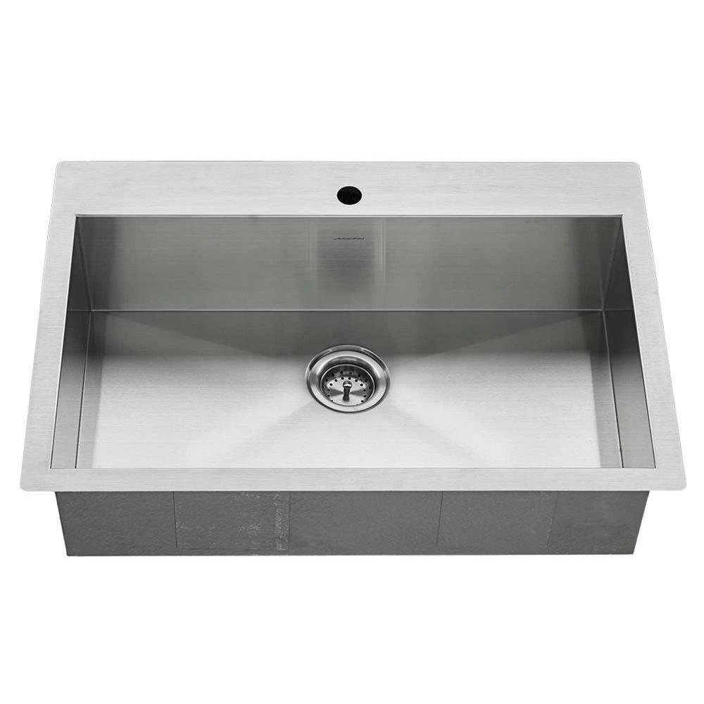 American Standard Stainless Steel 33 x 22 in. 1 Hole Single Bowl Dual Mount Kitchen Sink 