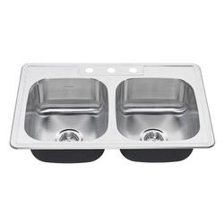 32-15/16 in. Drop-in Stainless Steel Double Bowl Kitchen Sink in Stainless Steel