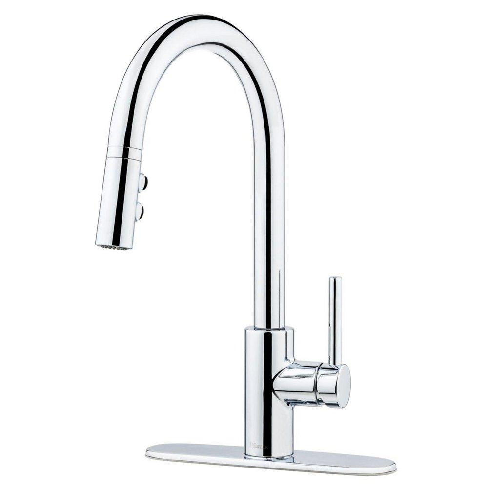 Pfister Polished Chrome Single Handle Pull Down Kitchen Faucet 