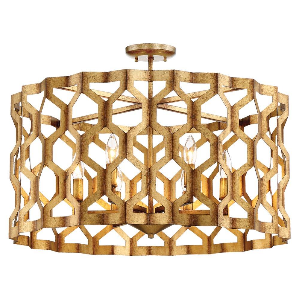 Metropolitan Pandora Gold Leaf 60W 6-Light Candelabra E-12 Incandescent Pendant 