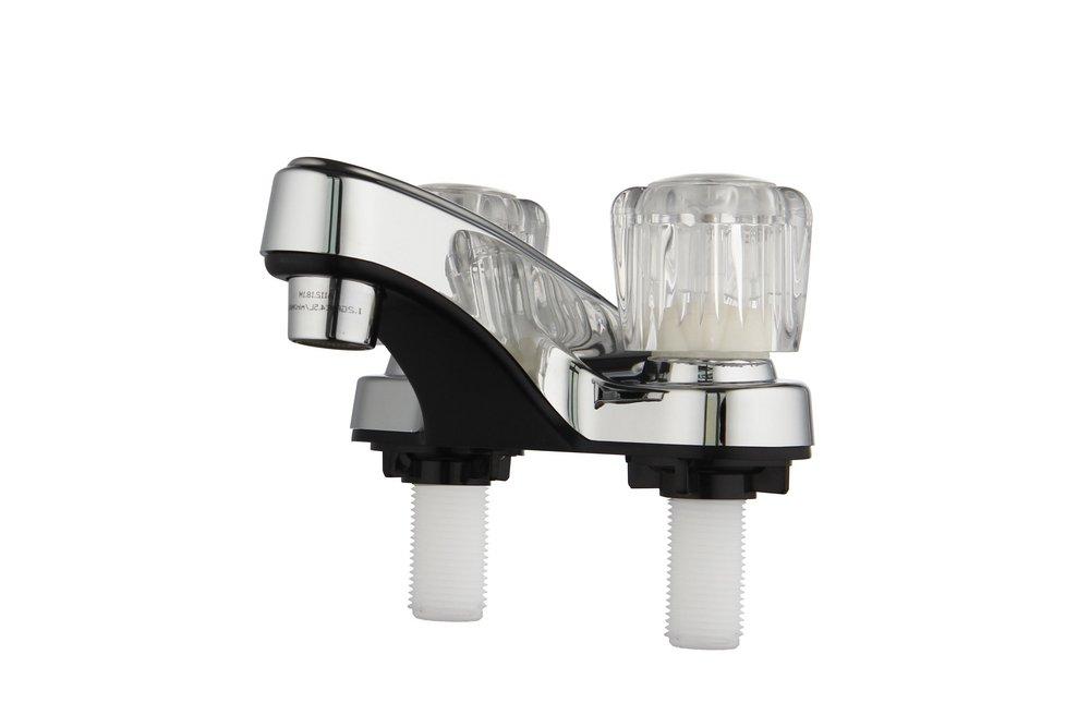 CSB International Product Polished Chrome Two Handle Centerset Bathroom Sink Faucet 