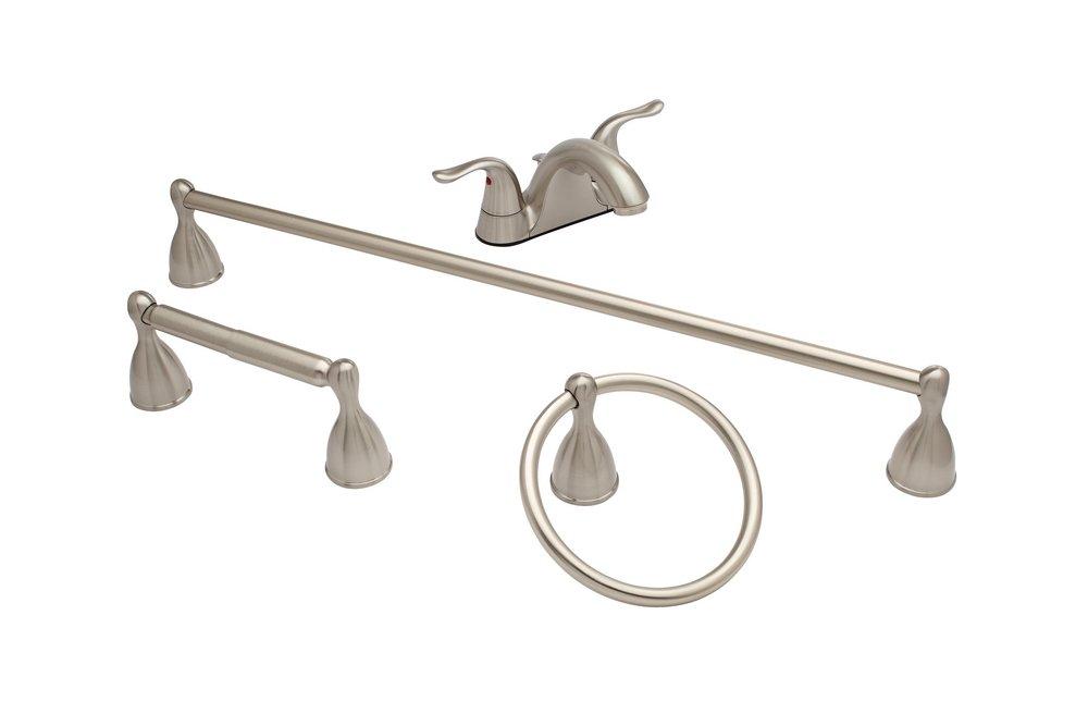 PROFLO&reg; Brushed Nickel Two Handle Centerset Bathroom Sink Faucet 