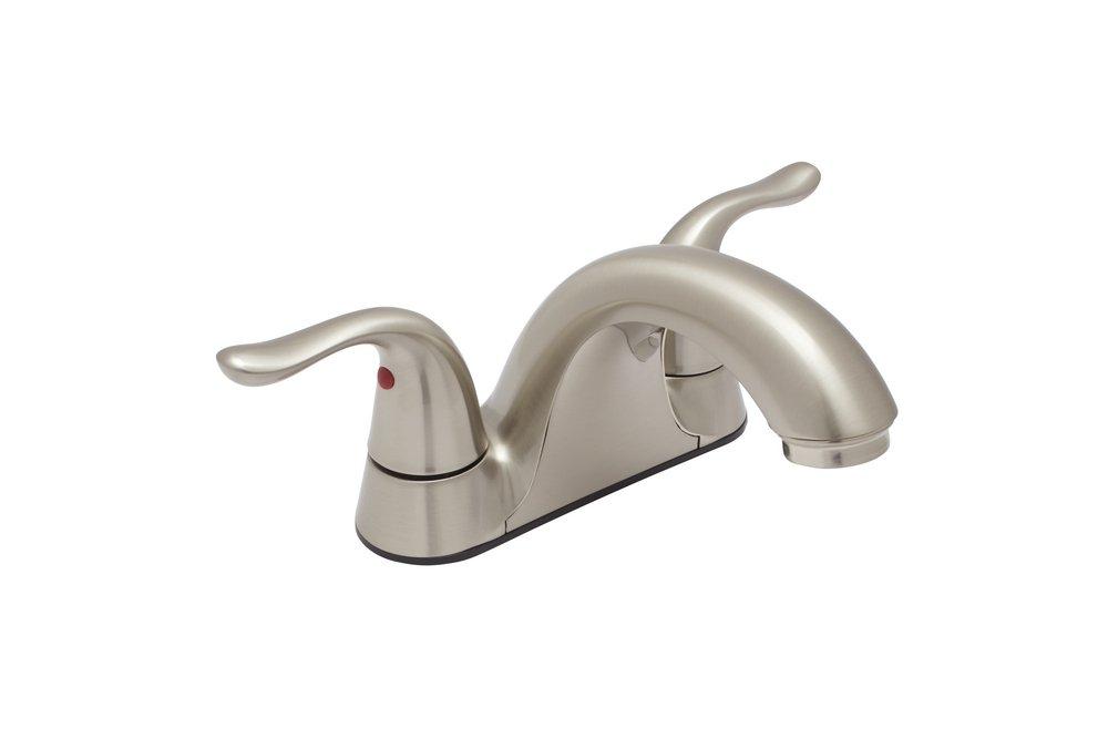 PROFLO&reg; Brushed Nickel Two Handle Centerset Bathroom Sink Faucet 
