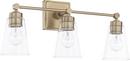 Capital Lighting Aged Brass 100W 3-Light Vanity with Clear Glass 