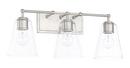 Capital Lighting Brushed Nickel 100W 3-Light Vanity with Clear Glass 