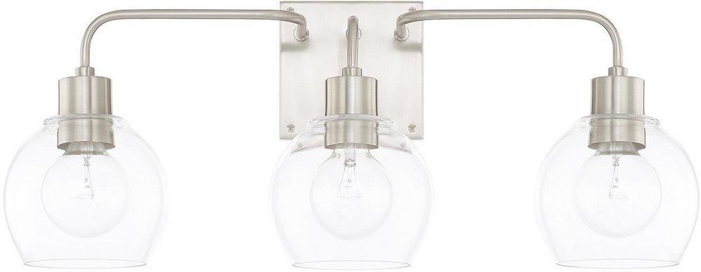 HomePlace by Capital Lighting Brushed Nickel 100W 3-Light Vanity with Clear Glass 