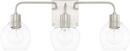 100W 3-Light Vanity with Clear Glass in Brushed Nickel