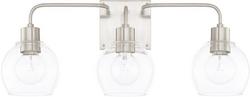 100W 3-Light Vanity with Clear Glass in Brushed Nickel