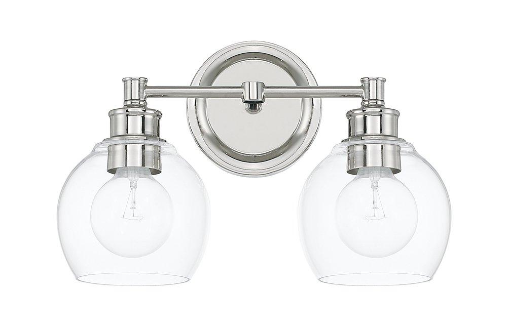 Capital Lighting Polished Nickel 100W 2-Light Vanity with Clear Glass 