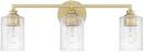 Capital Lighting Capital Gold 100W 3-Light Vanity with Ice Glass 