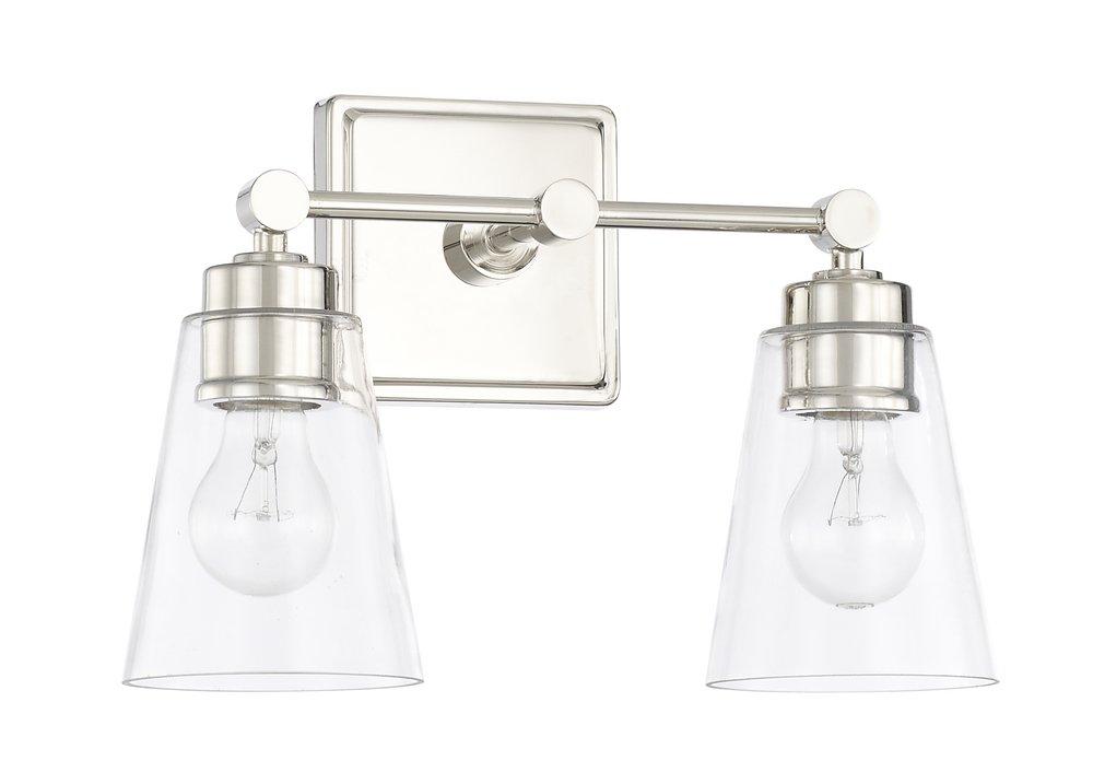 Capital Lighting Polished Nickel 100W 2-Light Vanity with Clear Glass 
