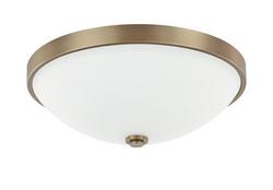 60W 2-Light Incandescent Medium E-26 A19 Flush Mount Ceiling Fixture in Aged Brass