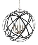 60W 6-Light Pendant in Aged Brass with Black