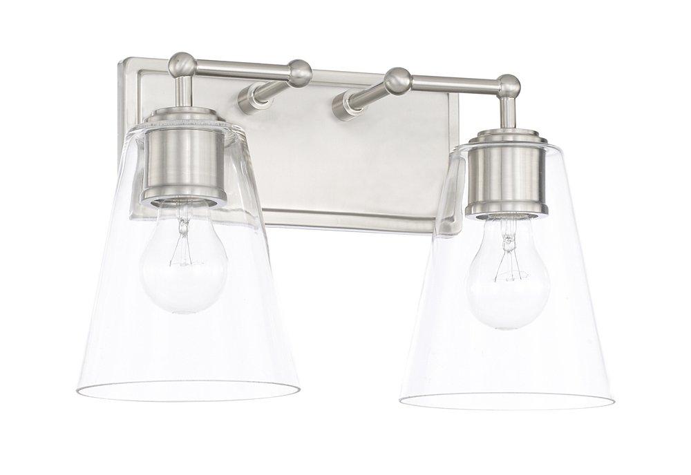 Capital Lighting Brushed Nickel 100W 2-Light Vanity with Clear Glass 