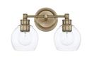 100W 2-Light Vanity Fixture in Aged Brass