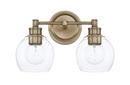 100W 2-Light Vanity Fixture in Aged Brass