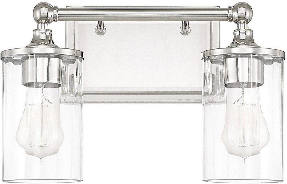 Capital Lighting Polished Nickel 100W 2-Light Vanity with Clear Beveled Glass 