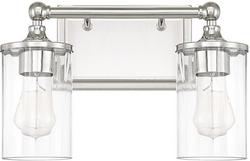 100W 2-Light Vanity with Clear Beveled Glass in Polished Nickel