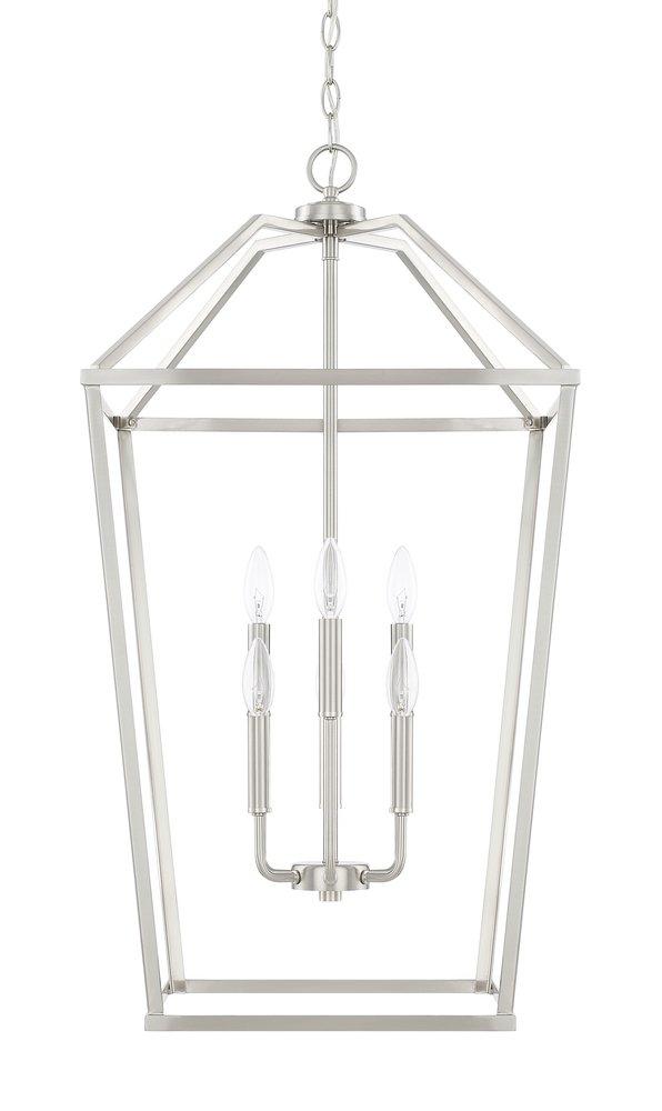 Capital Lighting Brushed Nickel 33 in. 60W 6-Light Foyer Fixture 