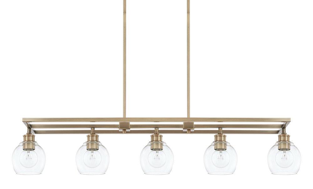 Aged Brass 100W 5-Light Incandescent Medium E-26 G25 Island Fixture 