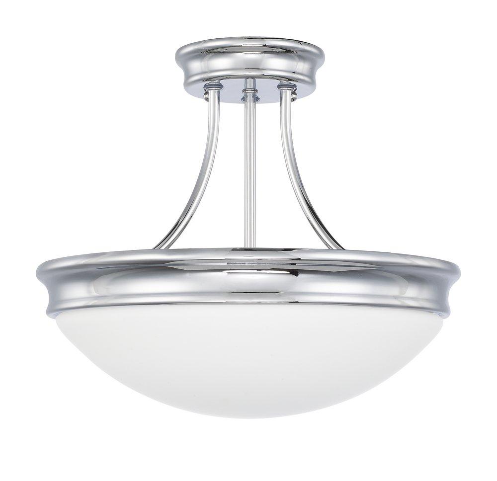 Capital Lighting Polished Chrome 11-3/4 x 14 in. 3-Light Semi-Flush Fixture with White Glass Shade 
