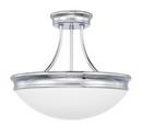 Capital Lighting Polished Chrome 11-3/4 x 14 in. 3-Light Semi-Flush Fixture with White Glass Shade 