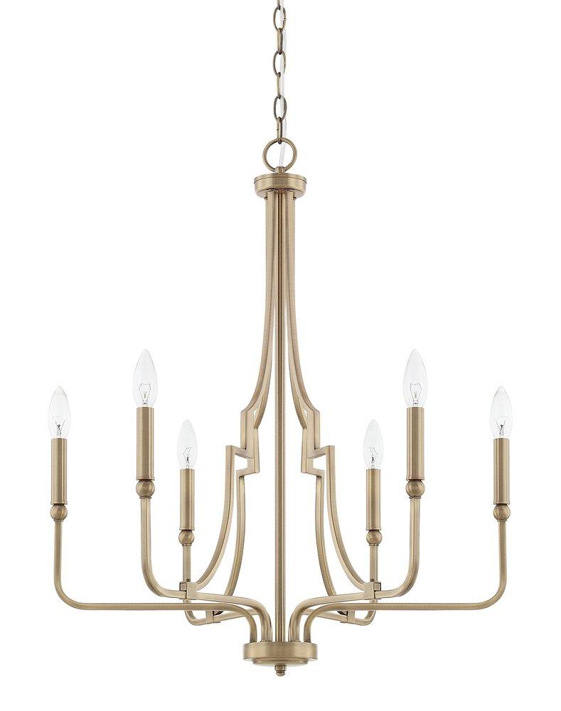Capital Lighting Aged Brass 60W 6-Light Candelabra E-12 Incandescent Chandelier 