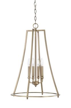 60W 4-Light Incandescent Foyer Lighting in Aged Brass