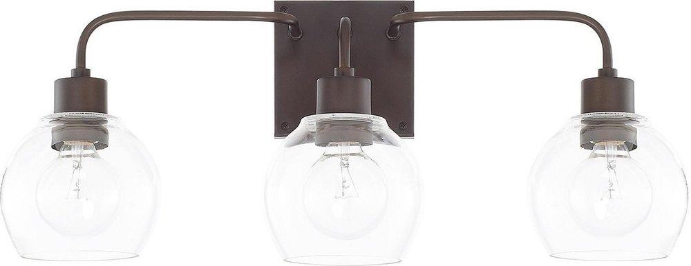 HomePlace by Capital Lighting Bronze 100W 3-Light Vanity with Clear Glass 