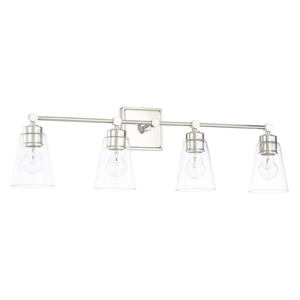 Capital Lighting Polished Nickel 100W 4-Light Vanity with Clear Glass 